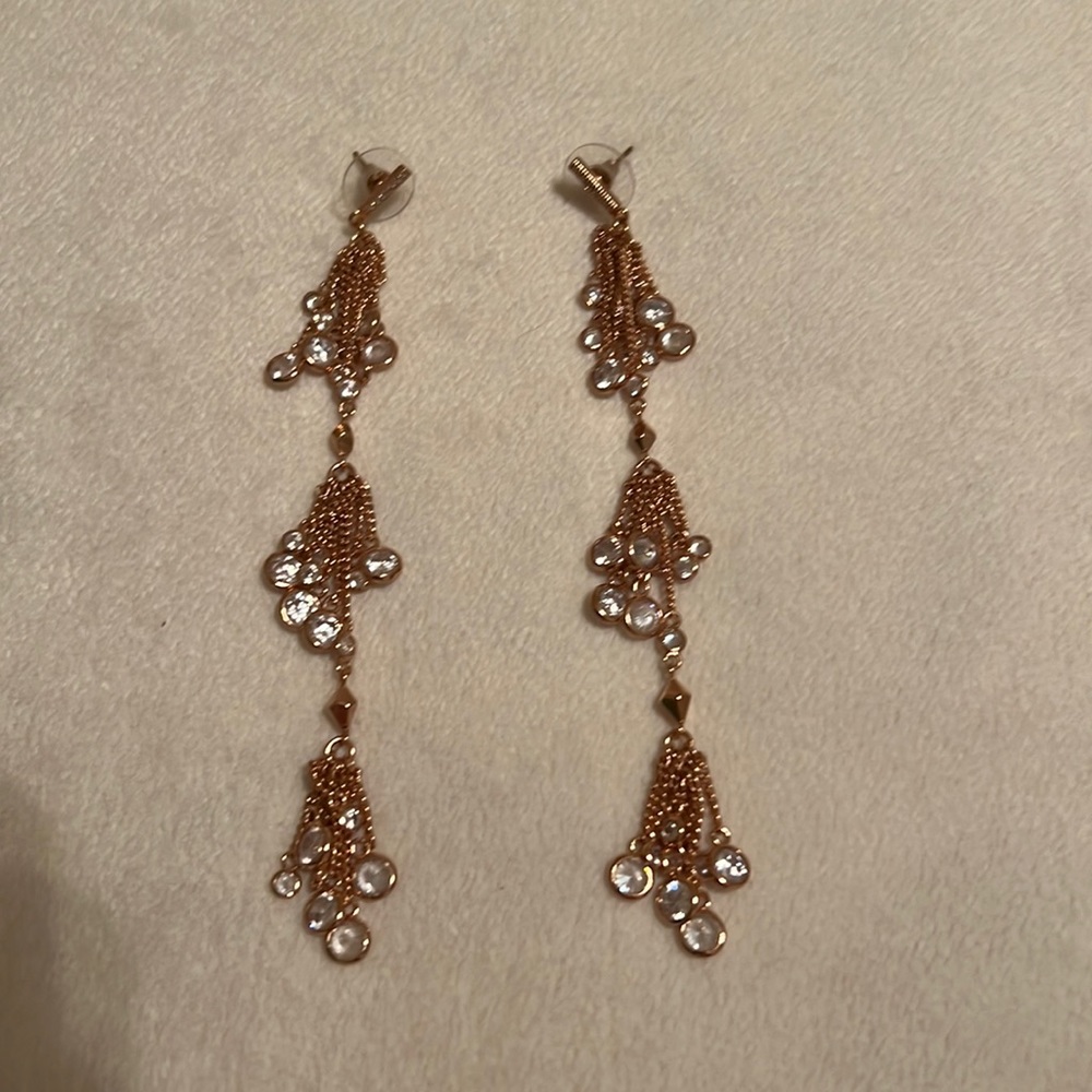 Kendra Scott Rose Gold Tassel CZ Earrings